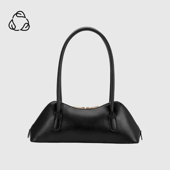 Melie Bianco Black Gold Hardware Shoulder Bag NWT Vegan Faux Leather - Picture 4 of 5